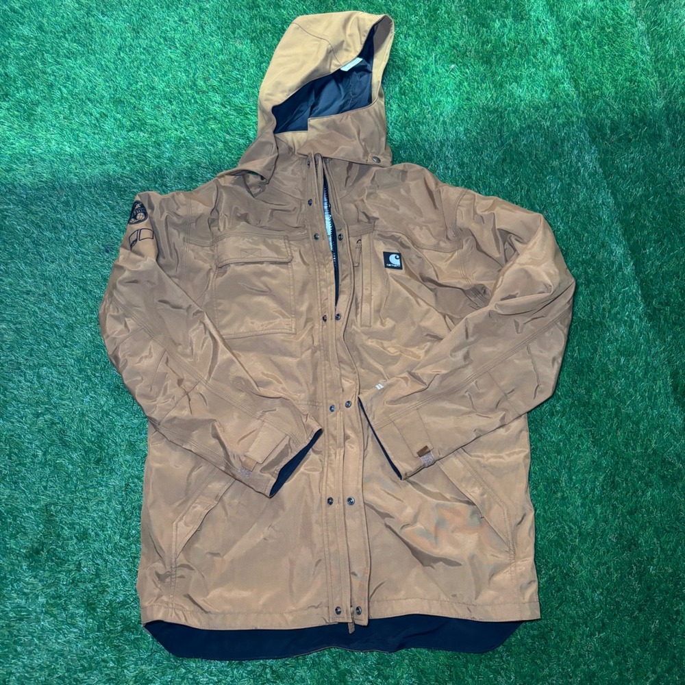 Carhartt C72 BRN Waterproof Breathable Shoreline Jacket Brown Mens Medium Reg